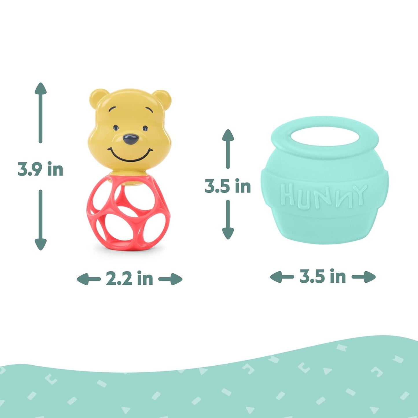 Bright Starts Disney Baby Winnie The Pooh Hunny & Shake Rattle and Teether Stroller Toy