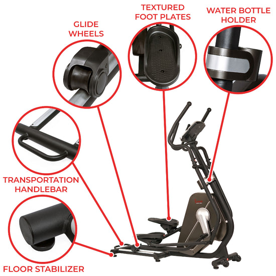 ?Sunny Health & Fitness Cardio Climber Circuit Zone Elliptical Trainer Machine with LCD Monitor - Black - Curacao