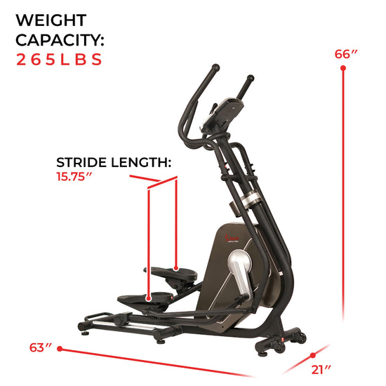 ?Sunny Health & Fitness Cardio Climber Circuit Zone Elliptical Trainer Machine with LCD Monitor - Black - Curacao