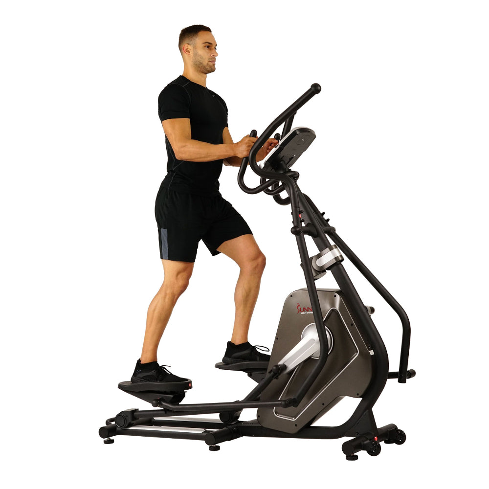 ?Sunny Health & Fitness Cardio Climber Circuit Zone Elliptical Trainer Machine with LCD Monitor - Black - Curacao
