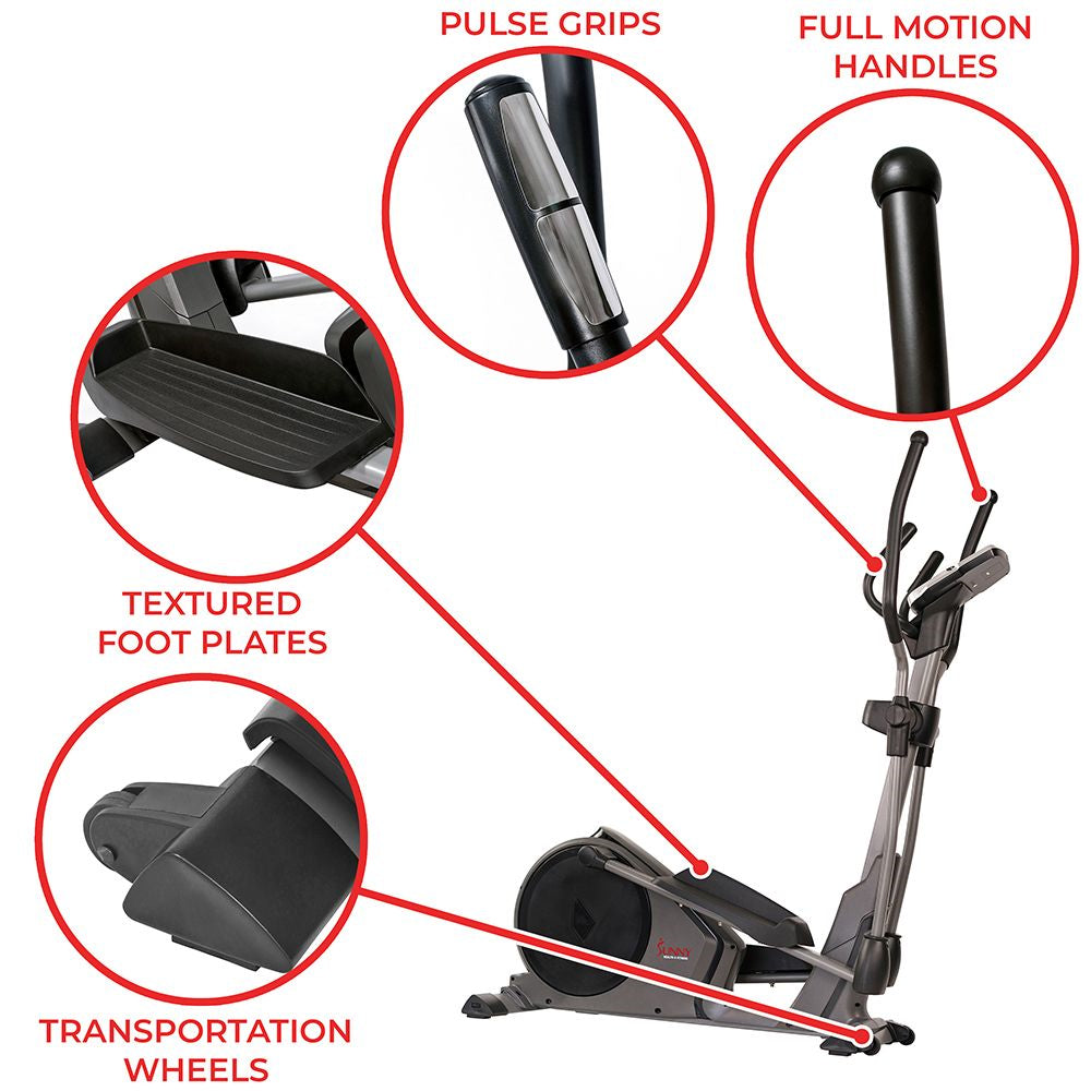 Sunny Magnetic Elliptical Cross Trainer Machine with Pulse Sensors and Device Holder - Curacao