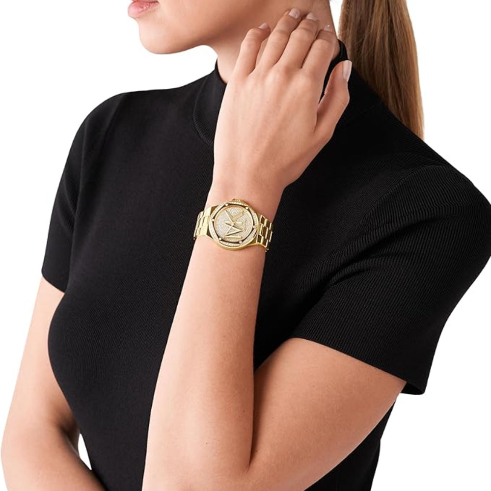 Michael Kors Lennox Pave Logo Women's 37mm Bracelet Watch - Gold-Tone
