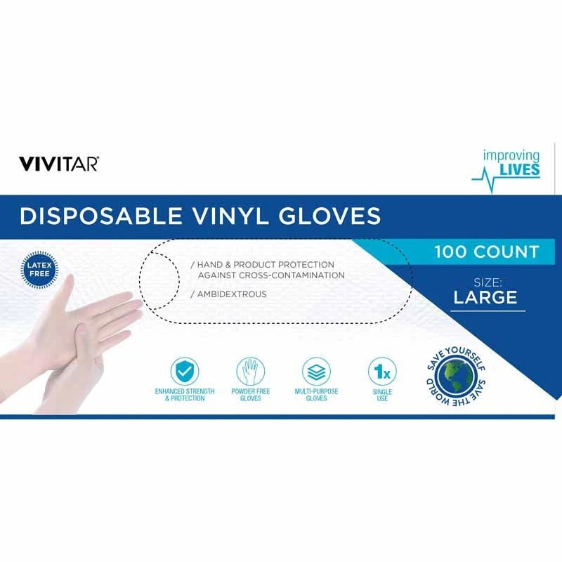 Vivitar Disposable Vinyl Gloves (100-Piece) - Curacao