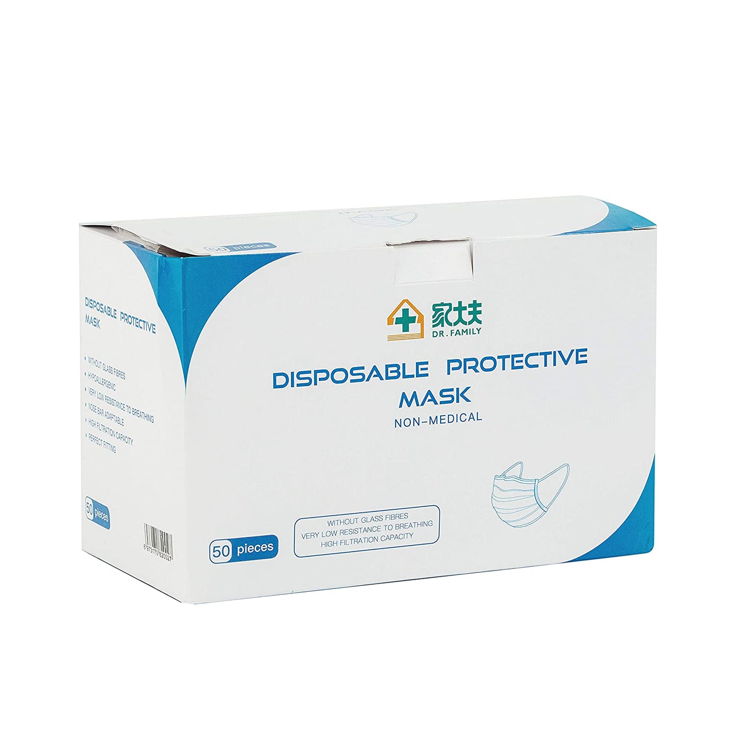 Dr. Family Disposable Protective Mask (50-Piece) - Curacao