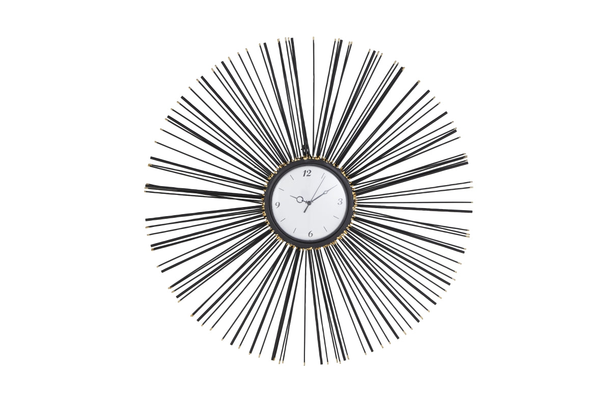 Contemporary 30 in. Iron Sunburst Wall Clock