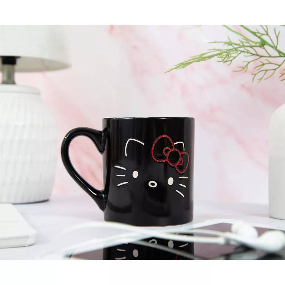 Sanrio Hello Kitty 14 oz Ceramic Wax Resist Mug - Black