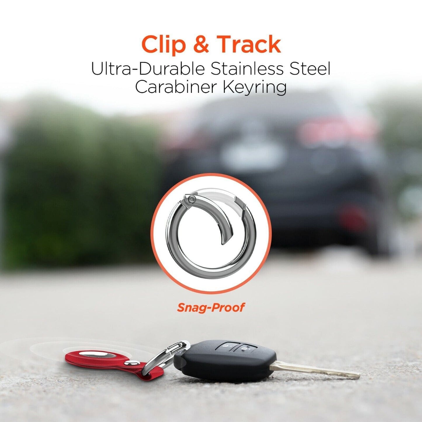 HyperGear AirCover Vegan Leather AirTag Cover Protector Holder - Red