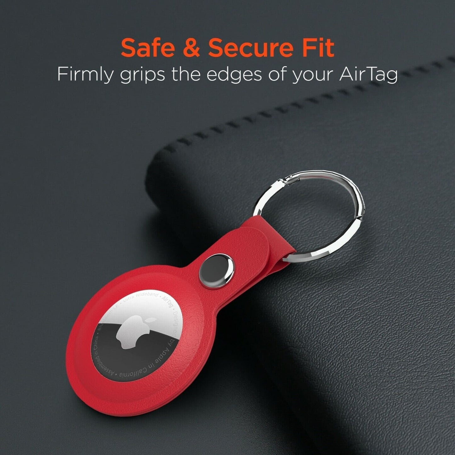 HyperGear AirCover Vegan Leather AirTag Cover Protector Holder - Red