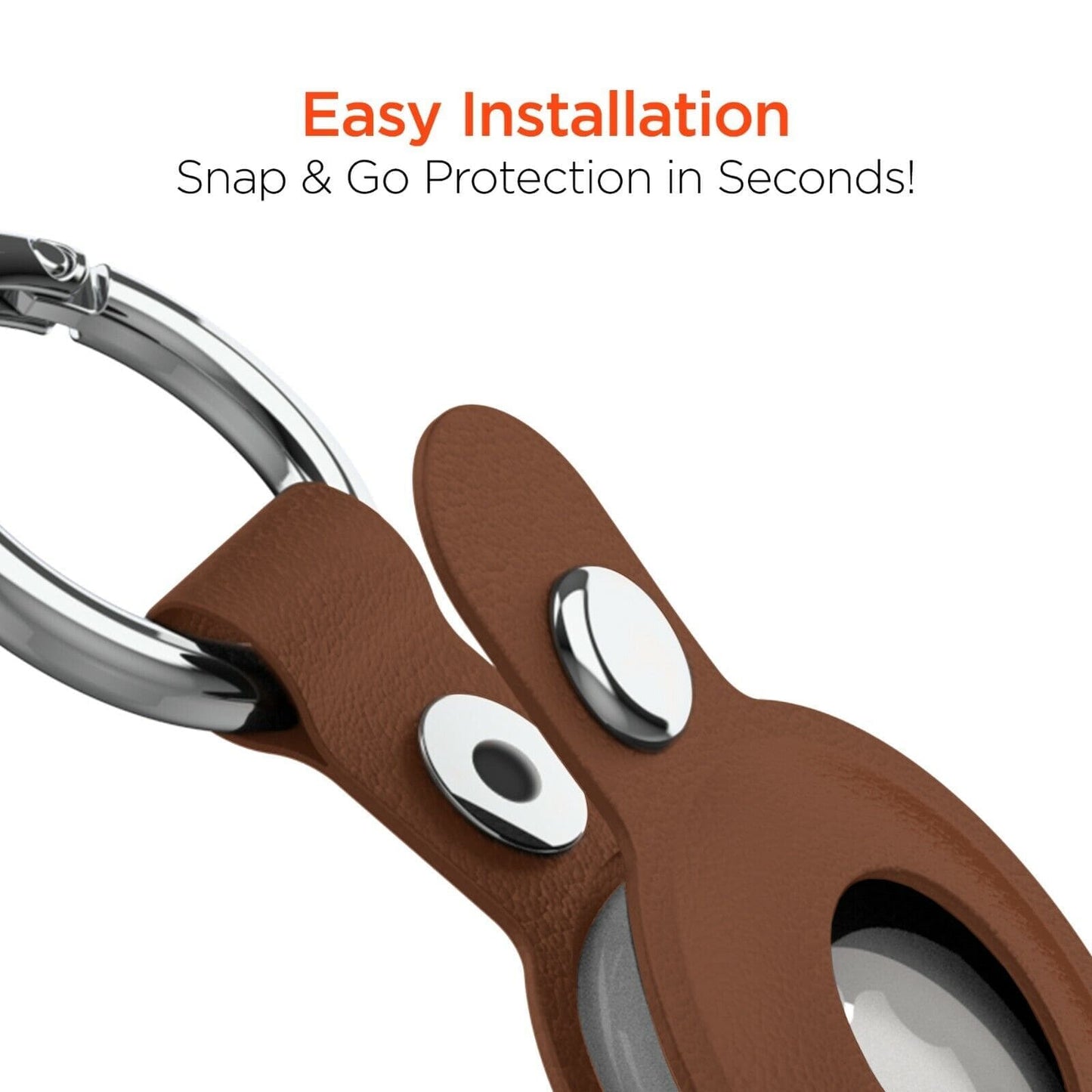 HyperGear AirCover Vegan Leather AirTag Cover Protector Holder - Brown