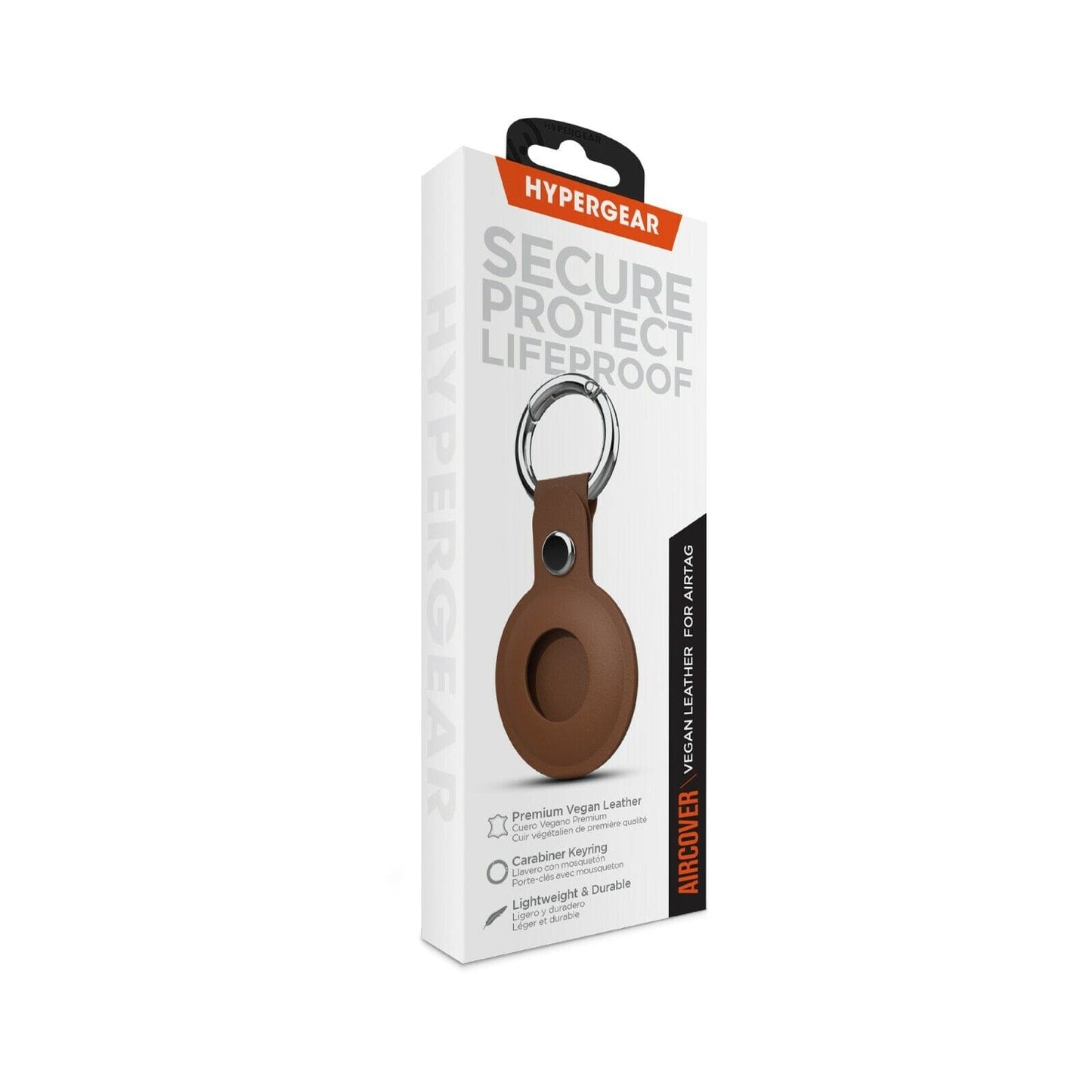 HyperGear AirCover Vegan Leather AirTag Cover Protector Holder - Brown