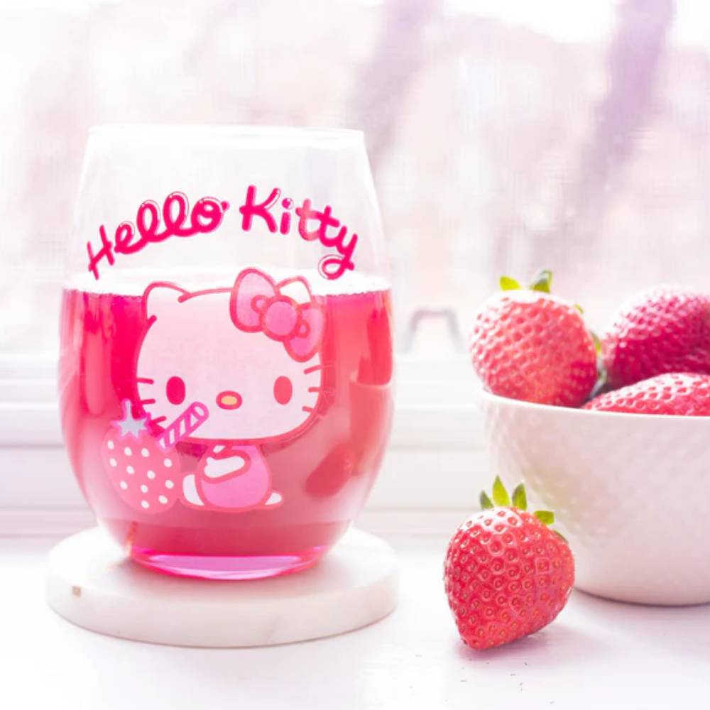 Sanrio Hello Kitty 20 oz Strawberry Sip Stemless Wine Glass - Pink