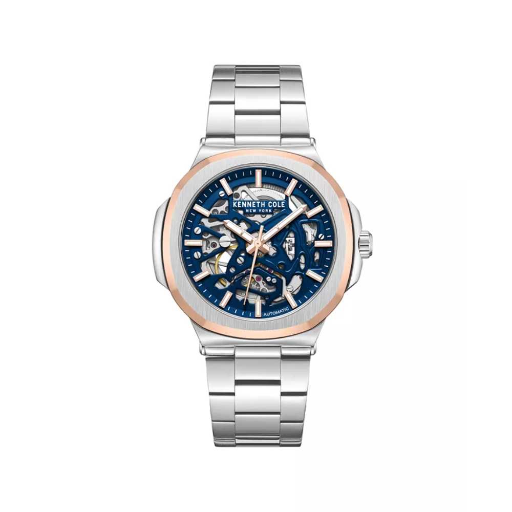 Kenneth Cole New York Men's 45.5mm Silver-Tone Bracelet Watch - Blue Dial