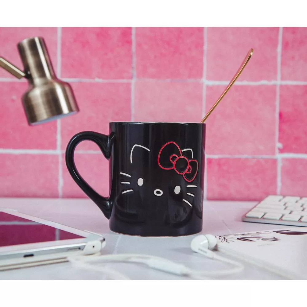Sanrio Hello Kitty 14 oz Ceramic Wax Resist Mug - Black