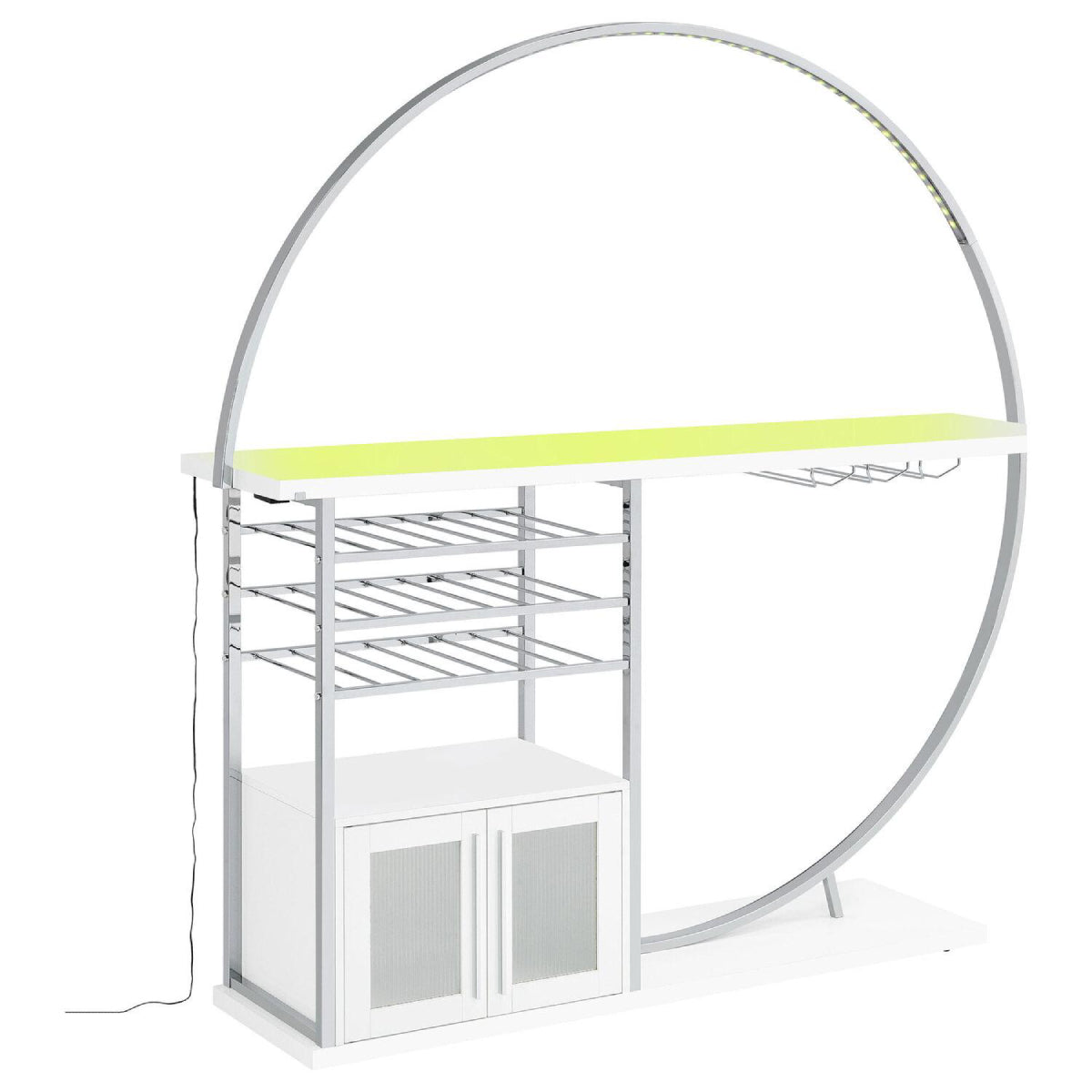 Risley 2-Door Circular LED Home Bar with Wine Storage by Coaster - White