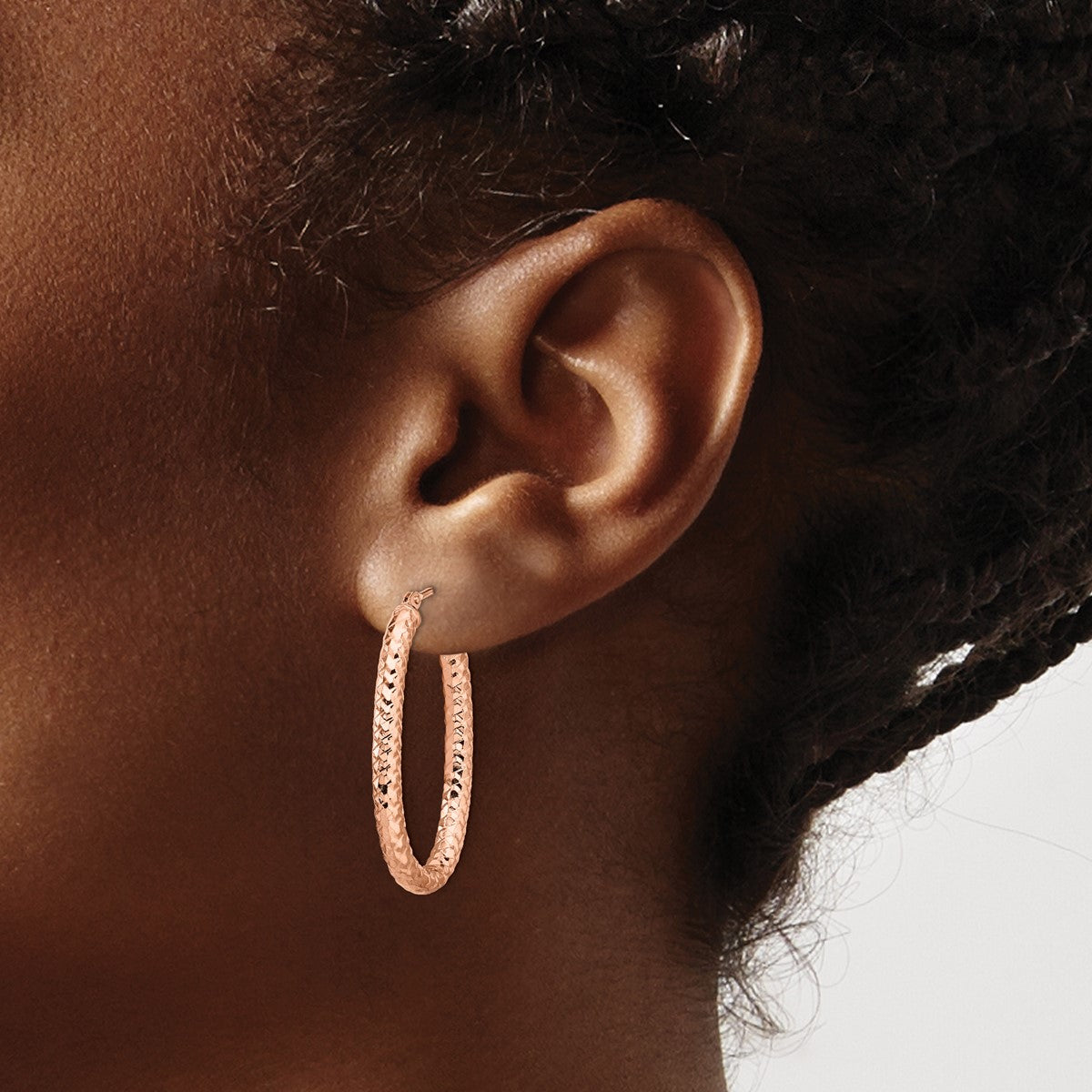 14K Leslie's Women's 3mm ForeverLite Hoop Earrings in 14K Rose Gold