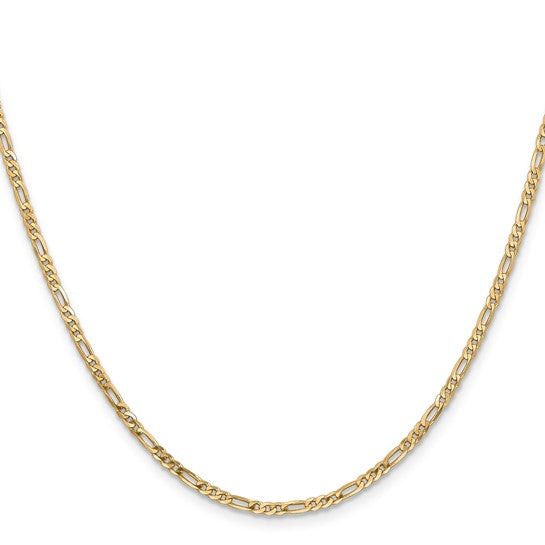 14K Yellow Gold20 inch 2.25mm Flat Figaro with Lobster Clasp Chain