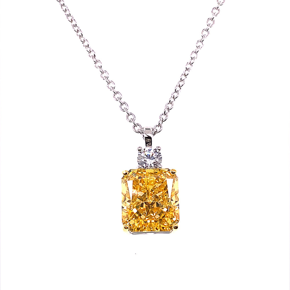 Anna Zuckerman Diana 30 Women's 20" 0.25 ct. Diamond Crystalline & 4 ct. Canary Yellow The Elliston Necklace in Platinum-Plating over 925 Sterling Silver