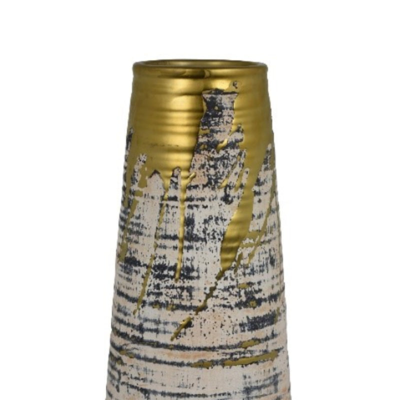 Three Hands 14.25" Tapered Cylindrical Ceramic Vase - Multicolor