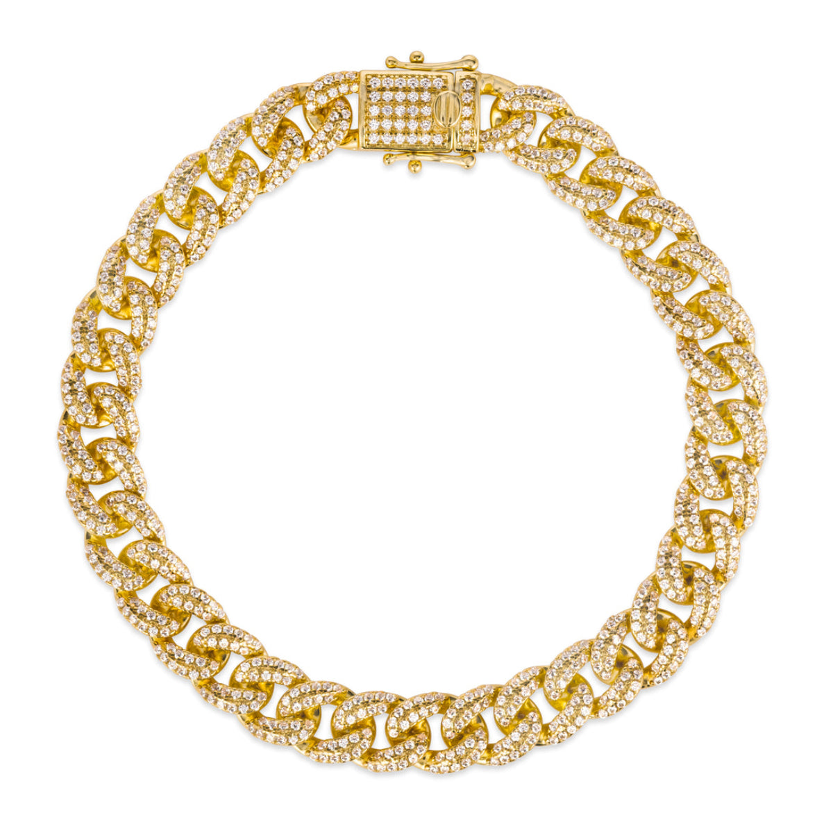 Anna Zuckerman Olivia 65 Unisex 8" 3 ct. Diamond Crystalline Mini Havana Cuban Link Bracelet in 18K Yellow Gold-Plating over 925 Sterling Silver
