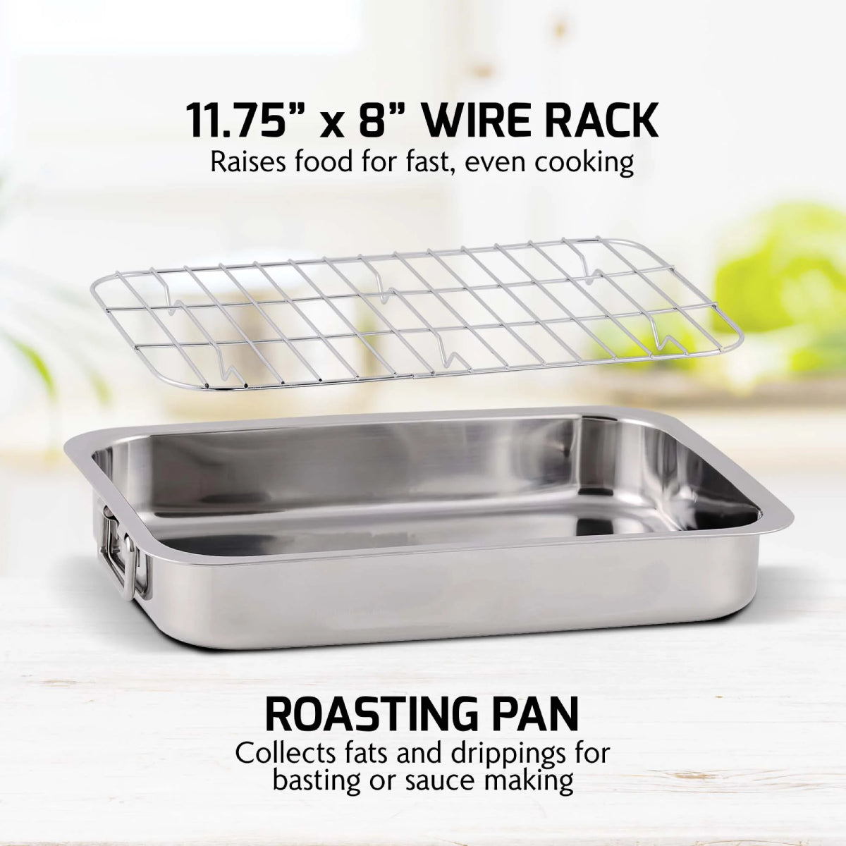 Ovente CWR23131S 13" Roasting Pan - Silver