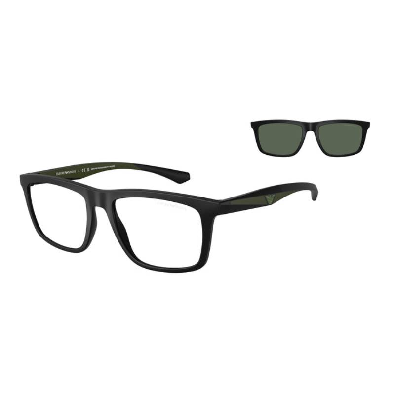 Emporio Armani EA4235U50011 Men's Square Eyeglasses with Magnetic Clip on Sunglasses