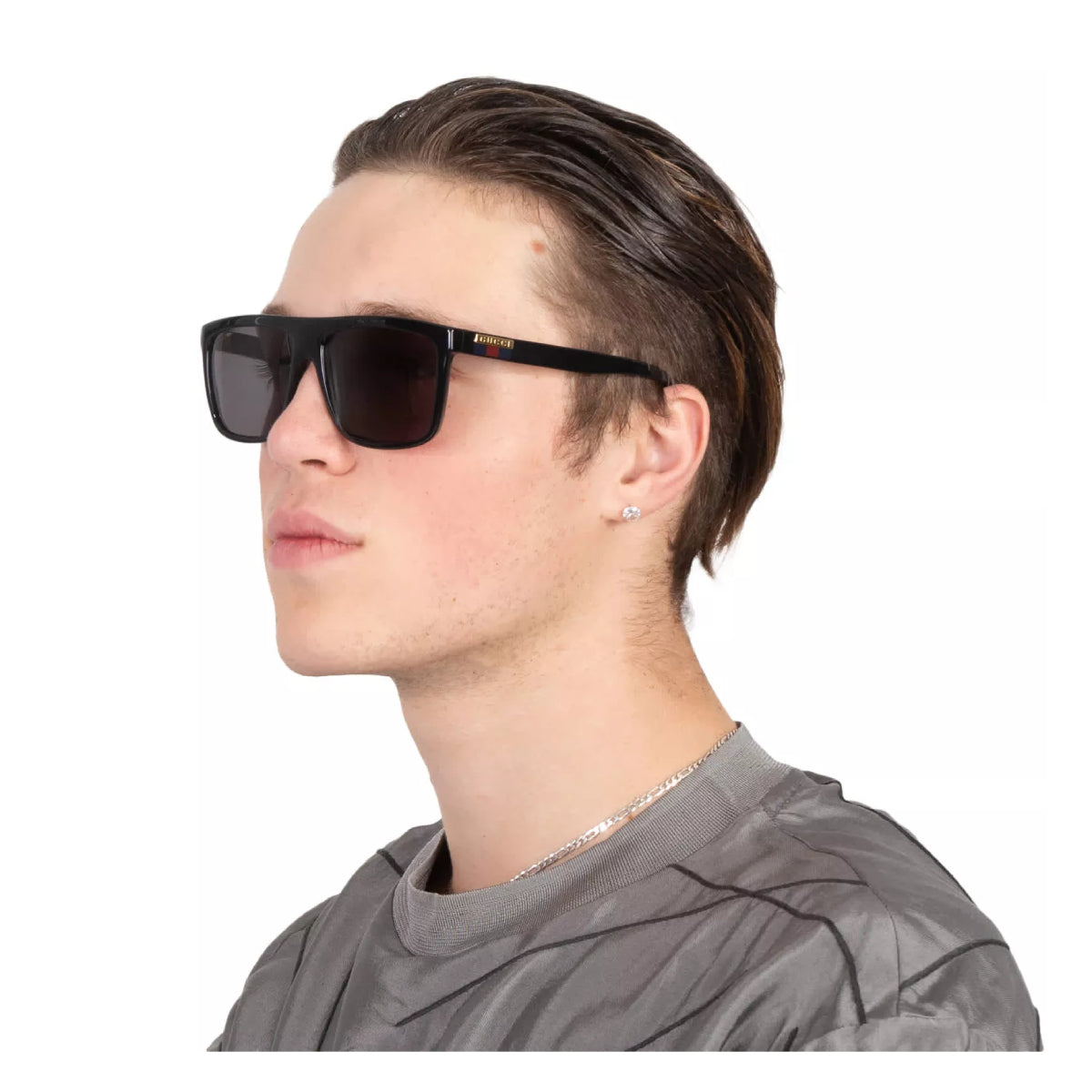 Gucci GG0748S Men's Rectangular Solid Color Sunglasses