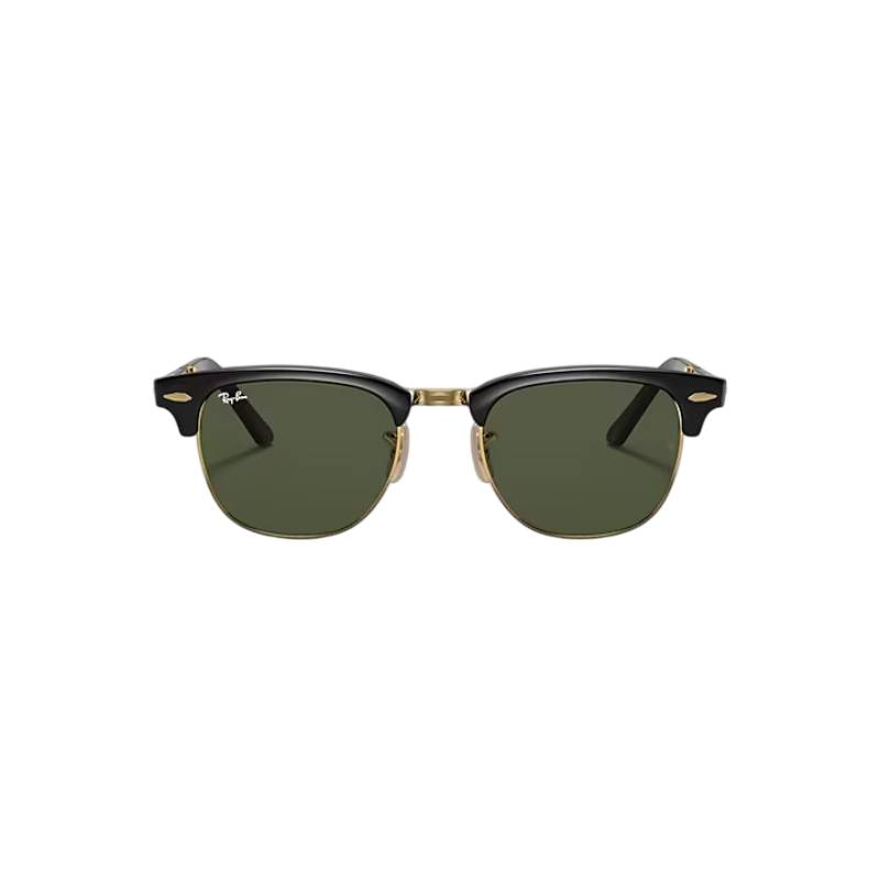 Ray-Ban Clubmaster Folding RB217690151 Unisex Square Solid Color Sunglass - Black/Green