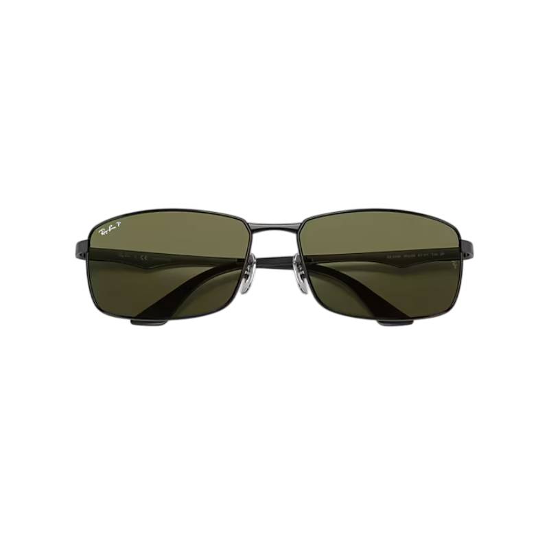 Ray-Ban RB3498/0029A Unisex Rectangle Solid Color Sunglass - Black/Green