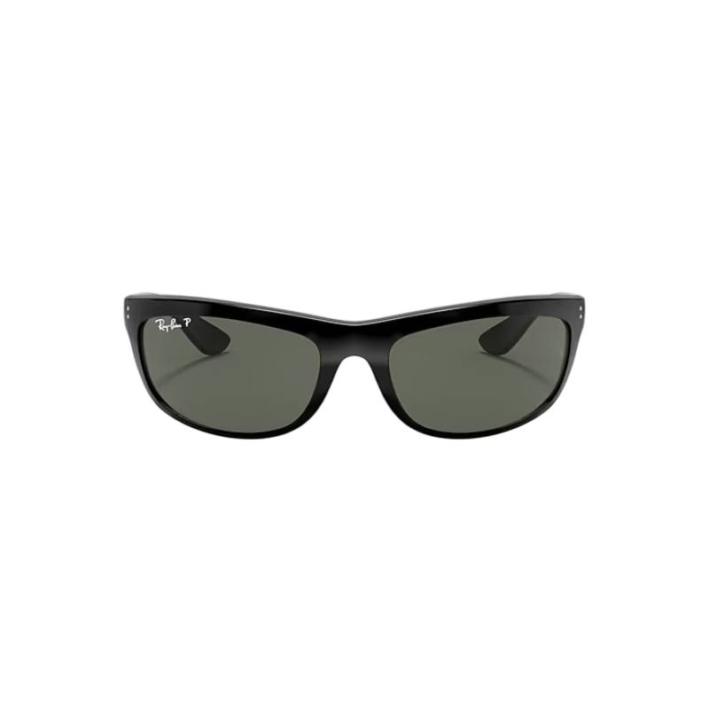 Ray-Ban Balorama RB4089/60158 Unisex Rectangle Solid Color Sunglass - Black/Green
