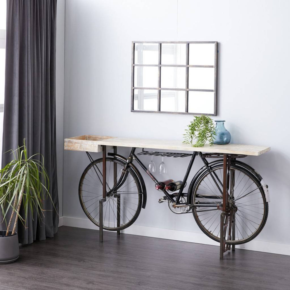 Bicycle Console Table with Wood Tabletop by UMA Enterprises