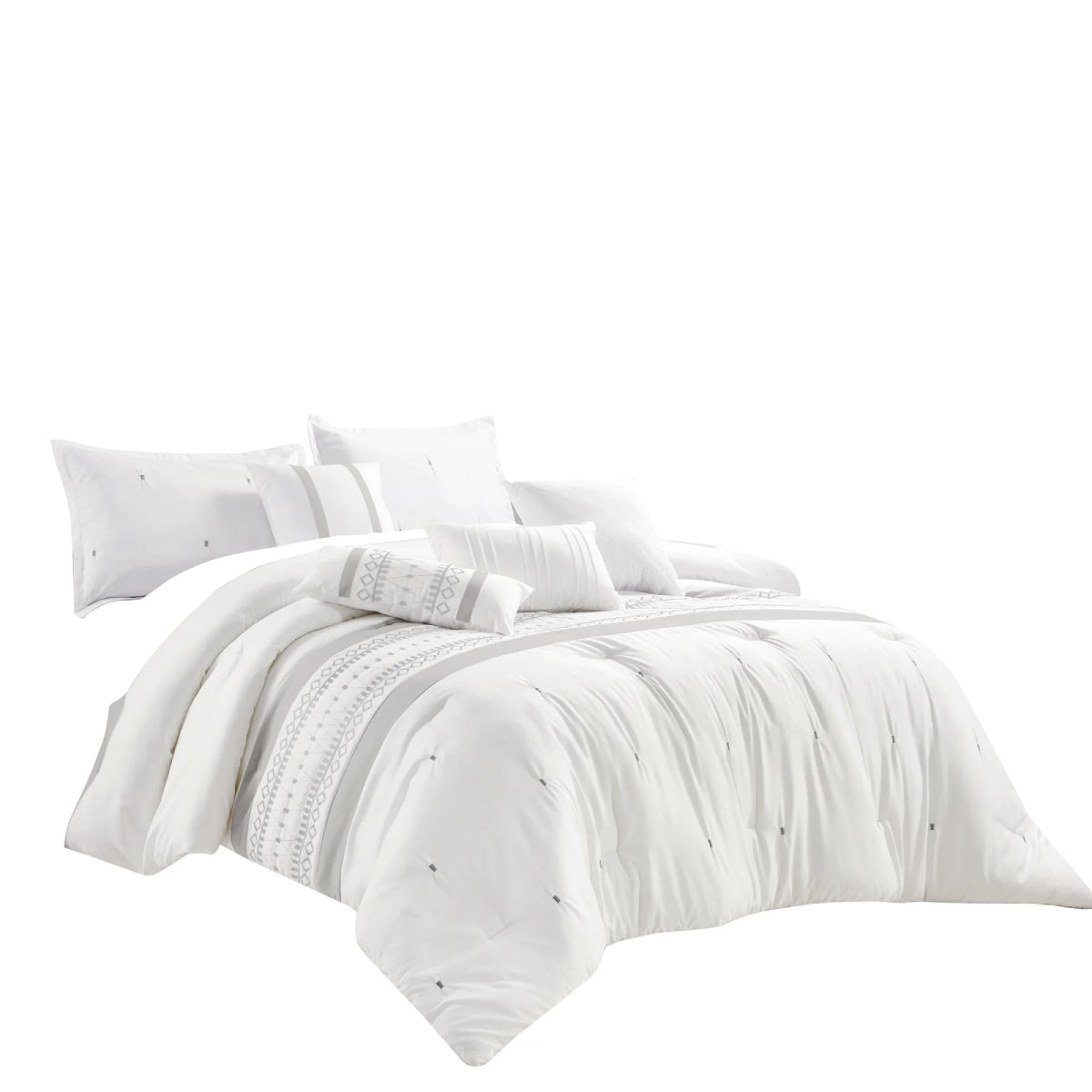 ESCA Kriti King Size Comforter Set (7- Pieces) - White