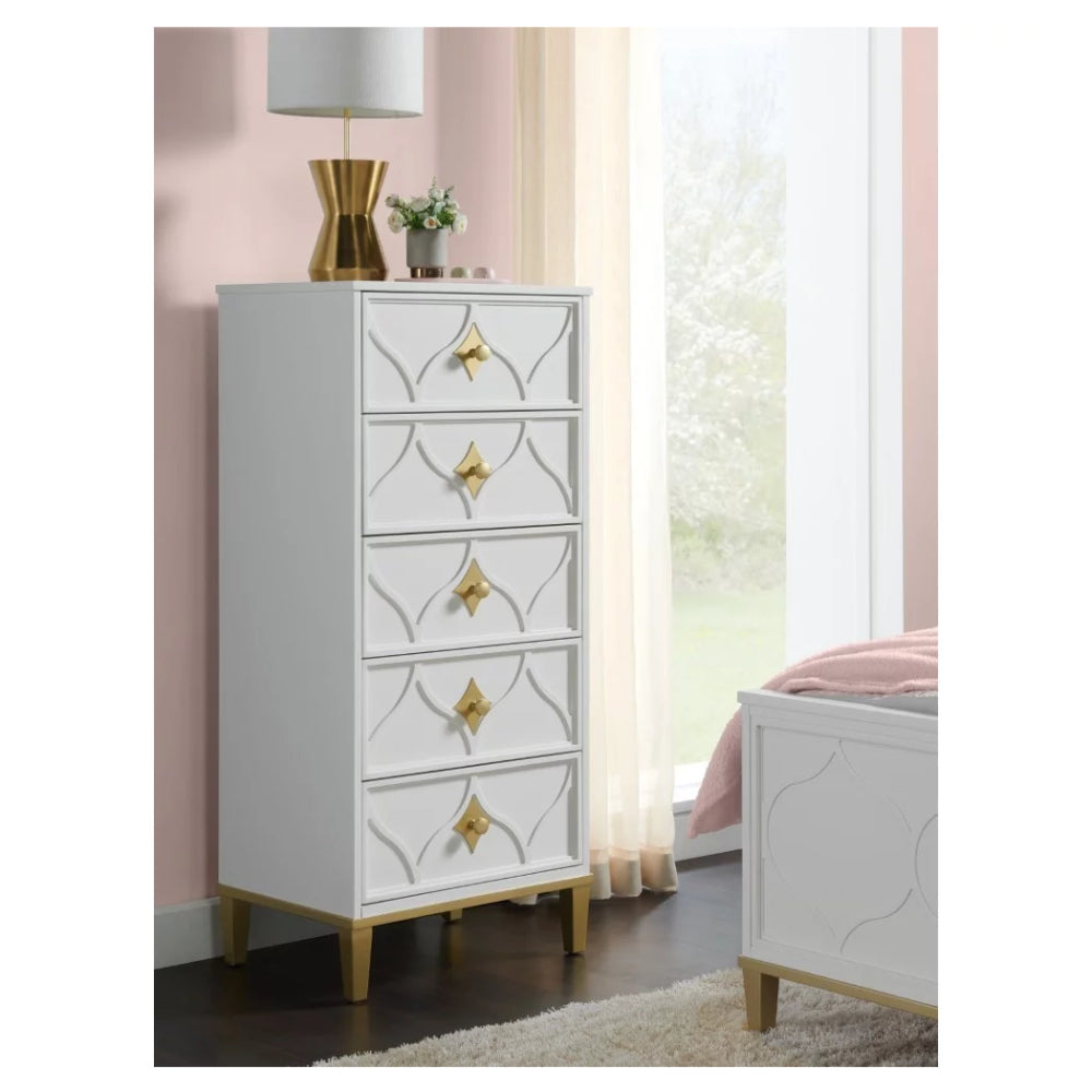 Emma Lingerie Chest with 5 Drawers by Martin Svensson Home - White/Gold