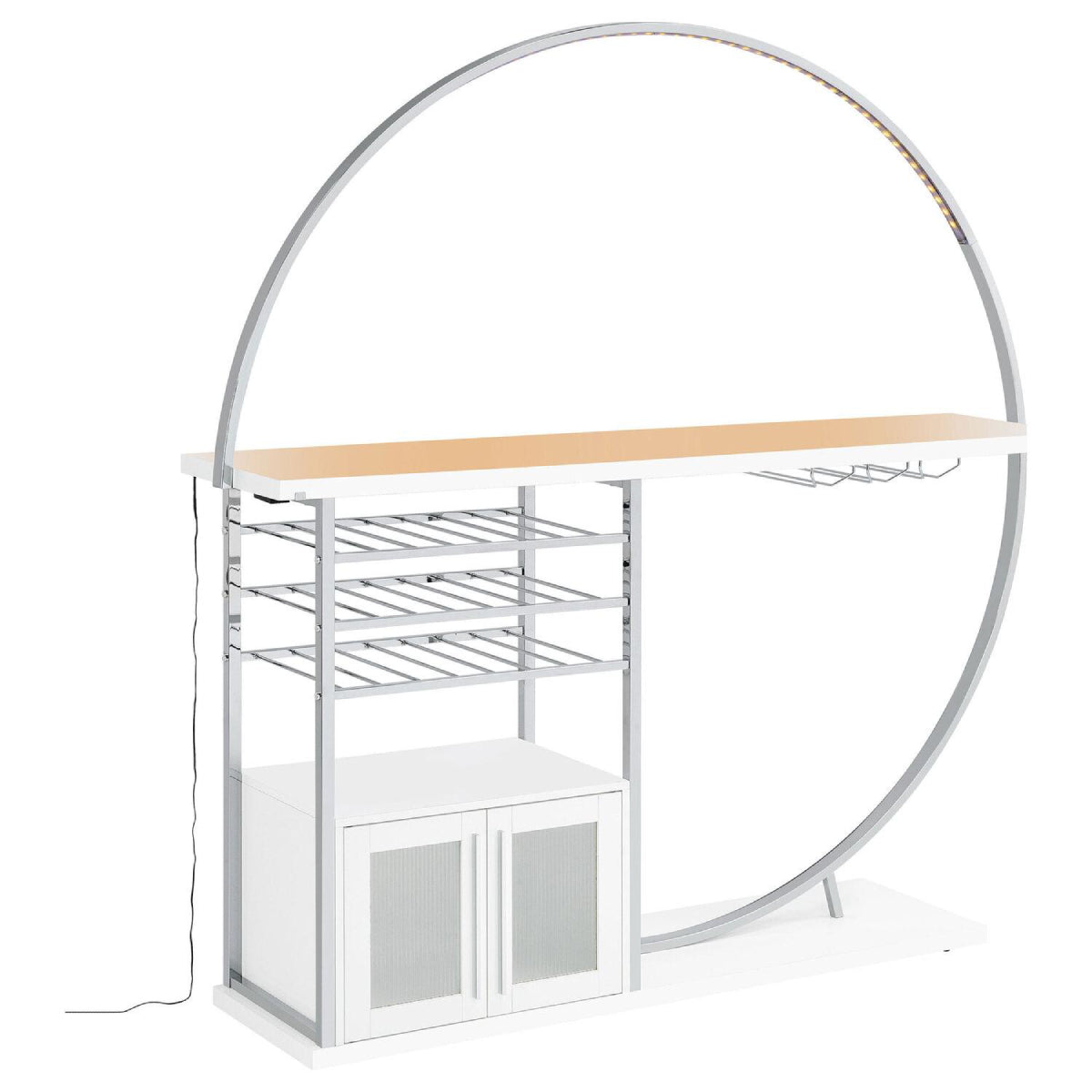 Risley 2-Door Circular LED Home Bar with Wine Storage by Coaster - White