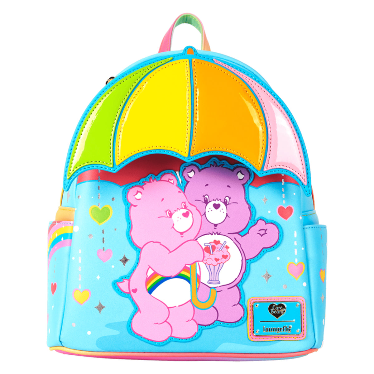 Loungefly Care Bears Cheer Bear and Share Bear Rainbow Umbrella Mini Backpack