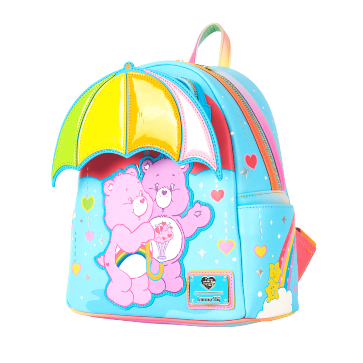 Loungefly Care Bears Cheer Bear and Share Bear Rainbow Umbrella Mini Backpack
