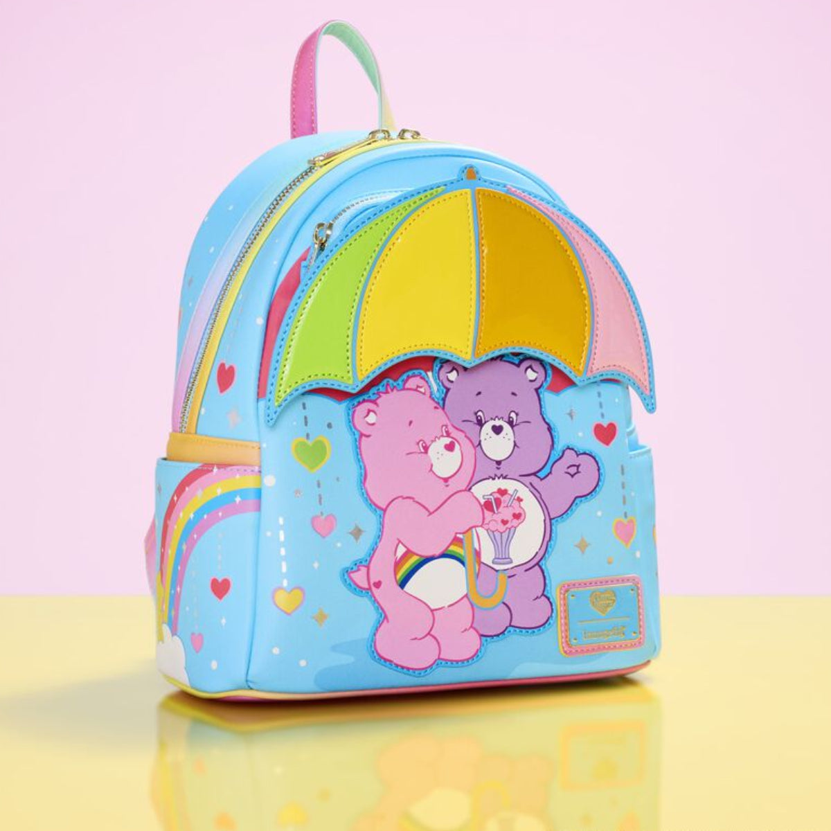 Loungefly Care Bears Cheer Bear and Share Bear Rainbow Umbrella Mini Backpack