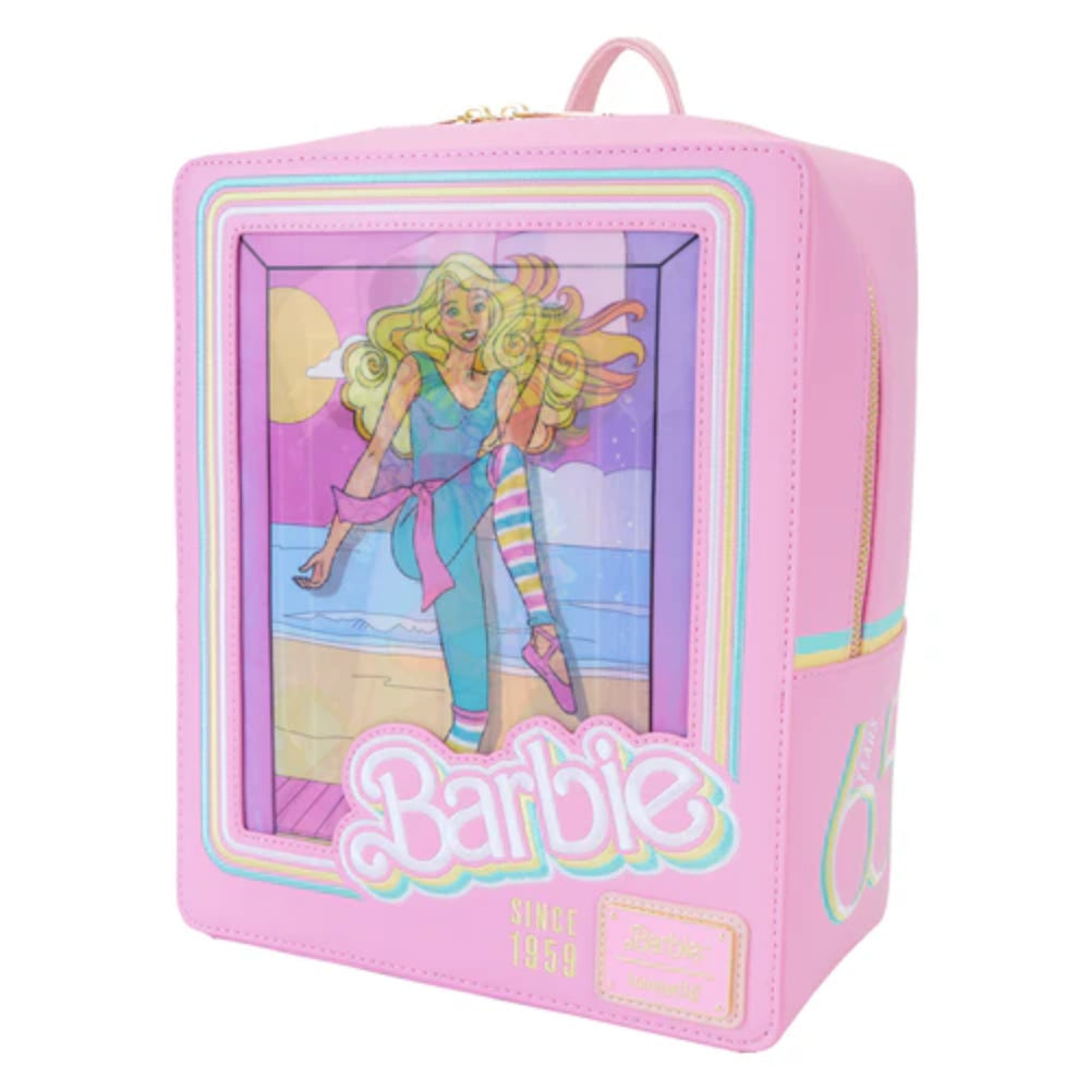 Loungefly Barbie 65th Anniversary Doll Box Triple Lenticular Mini Backpack - Pink