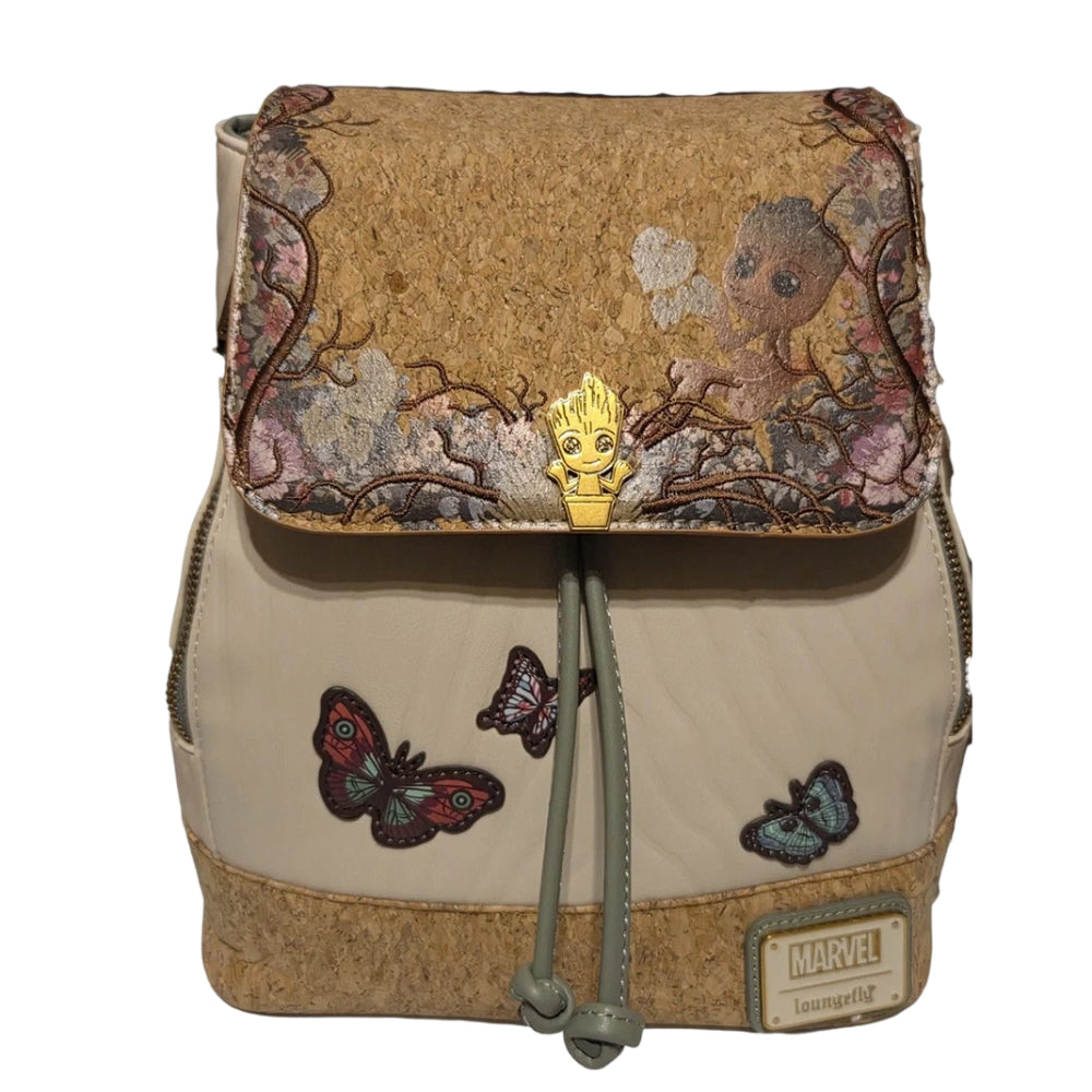 Loungefly Guardians of The Galaxy Groot Cork Floral Butterfly Mini Backpack