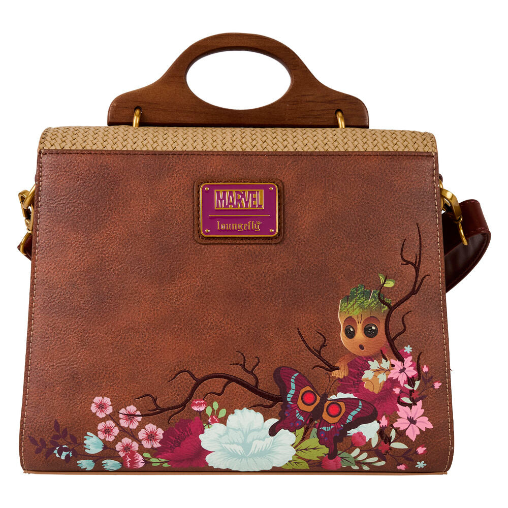 Loungefly Marvel Guardians of the Galaxy Floral Groot Crossbody Bag - Brown