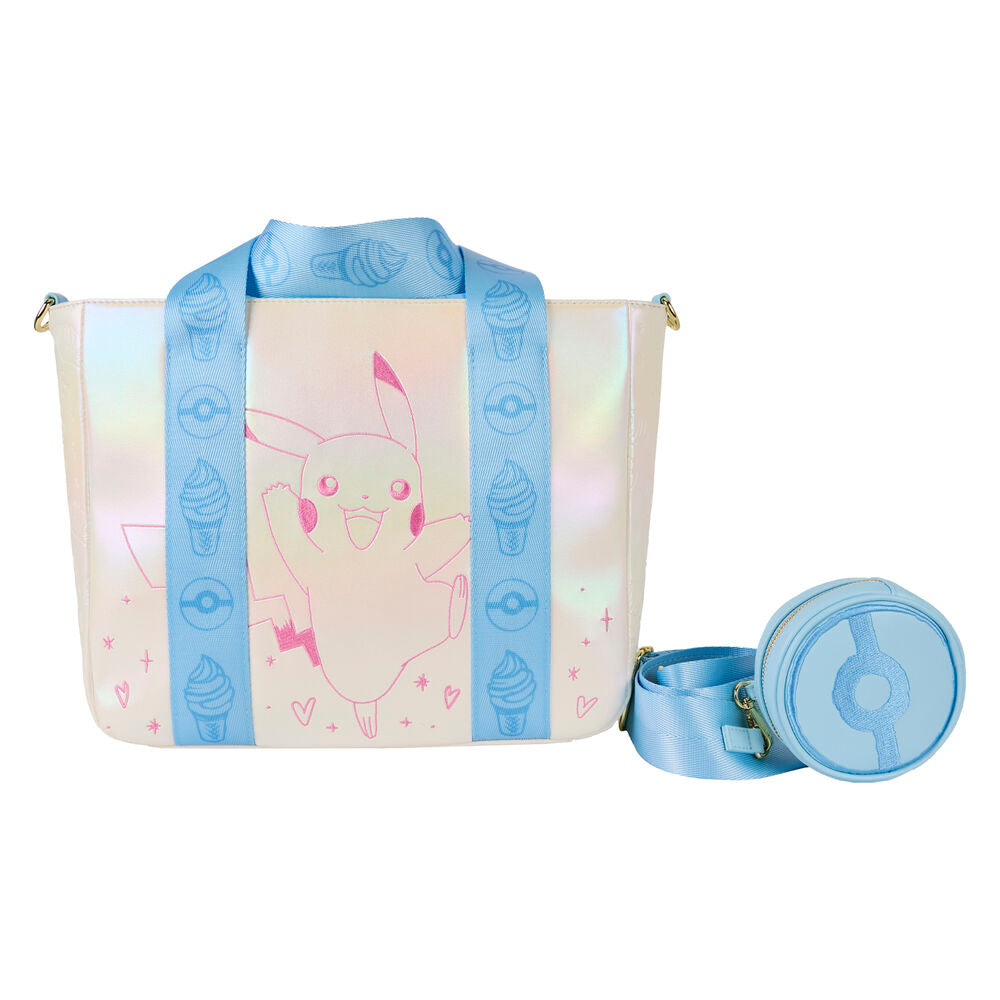 Loungefly Pokémon Iridescent Pikachu Tote Bag with Coin Bag - Beige/Blue