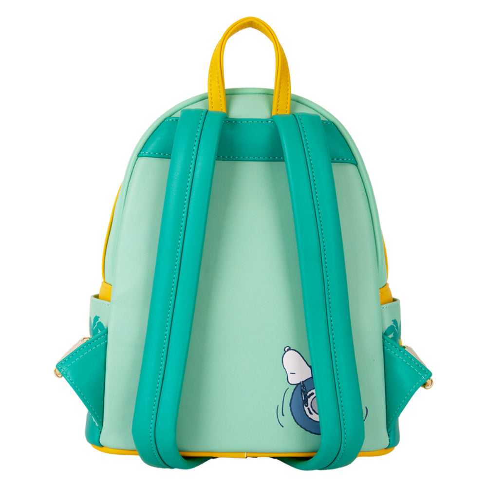 Loungefly Peanuts Snoopy and Woodstock Road Trip Mini Backpack with Adjustable Strap - Green