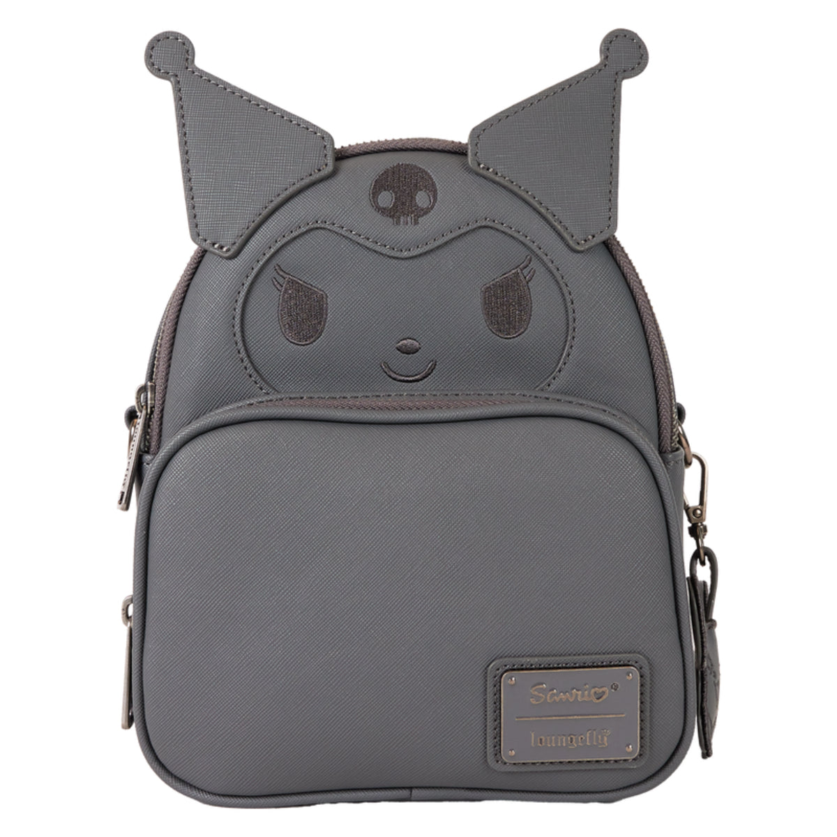 Loungefly Sanrio Kuromi Monochrome Cosplay Convertible Mini Backpack with Adjustable Strap - Gray