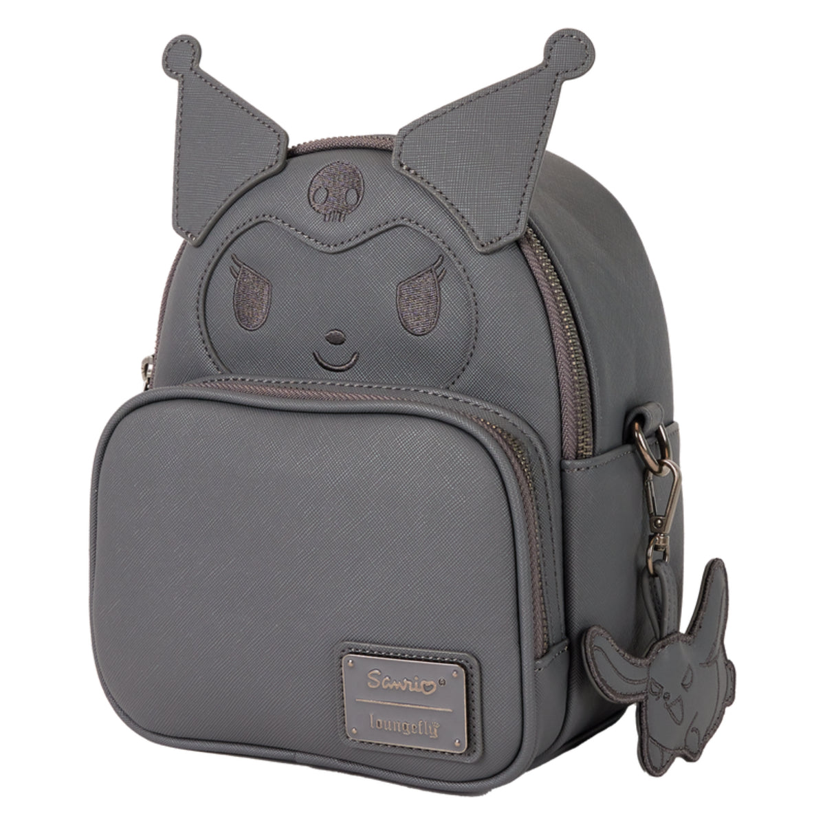 Loungefly Sanrio Kuromi Monochrome Cosplay Convertible Mini Backpack with Adjustable Strap - Gray