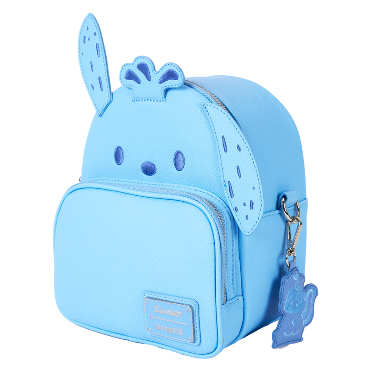 Loungefly Sanrio Pochacco Monochrome Convertible Mini Backpack with Adjustable Strap- Blue