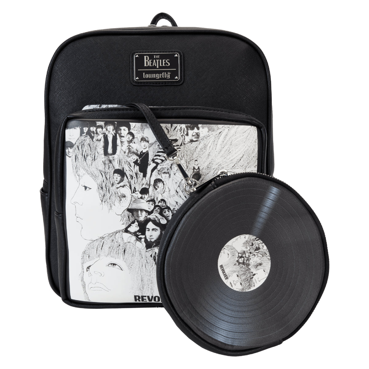 Loungefly The Beatles Revolver Album with Record Pouch Mini Backpack - Black