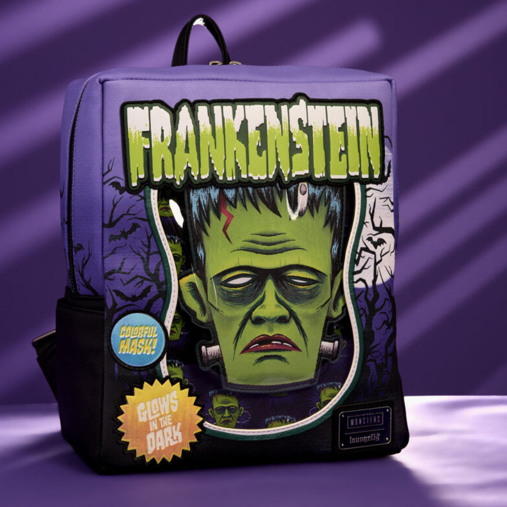 Loungefly Disney Universal Monsters Frankenstein Neon Mask Mini Backpack - Purple/Black