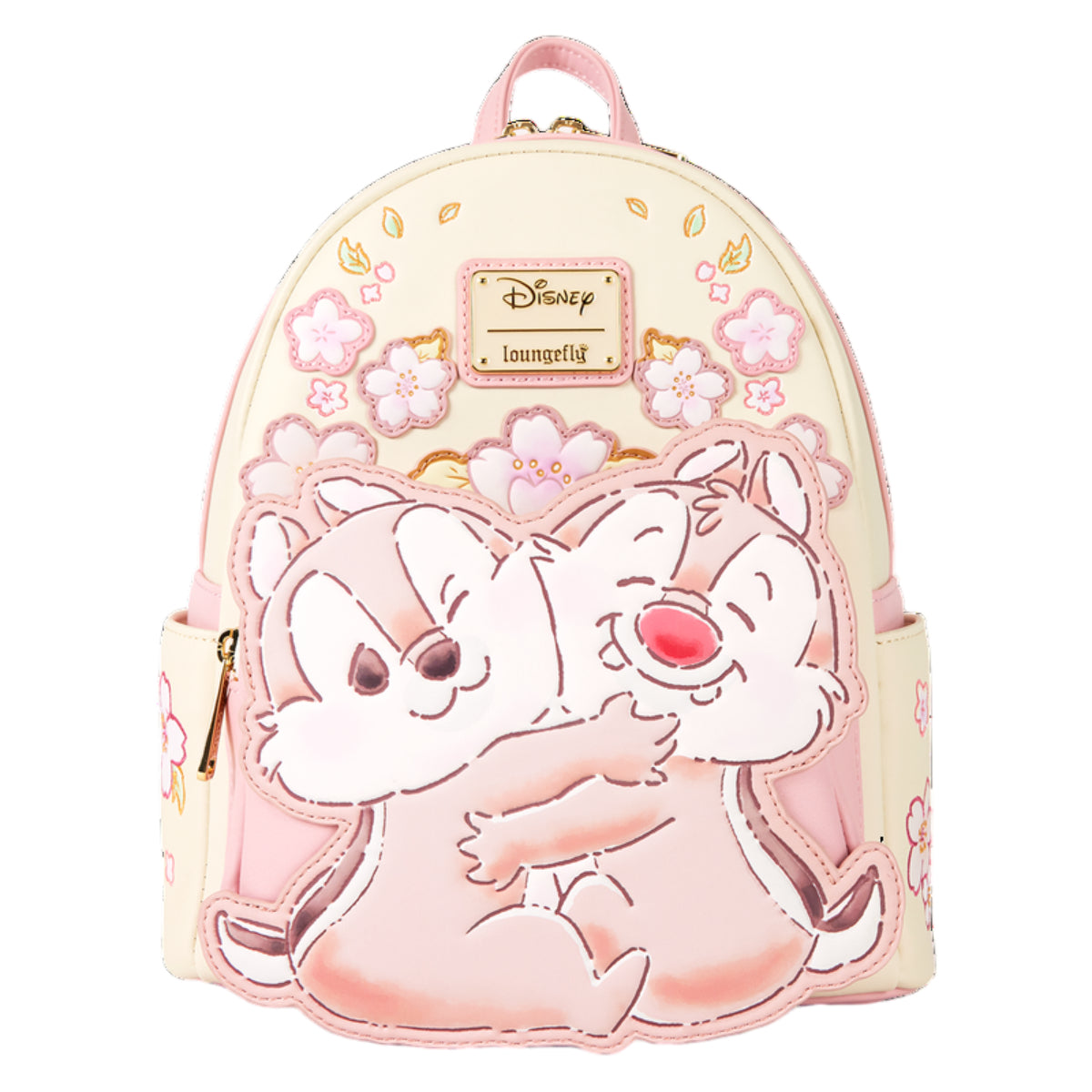 Loungefly Disney Chip 'n' Dale Cherry Blossoms Mini Backpack with Adjustable Strap - Beige/Pink