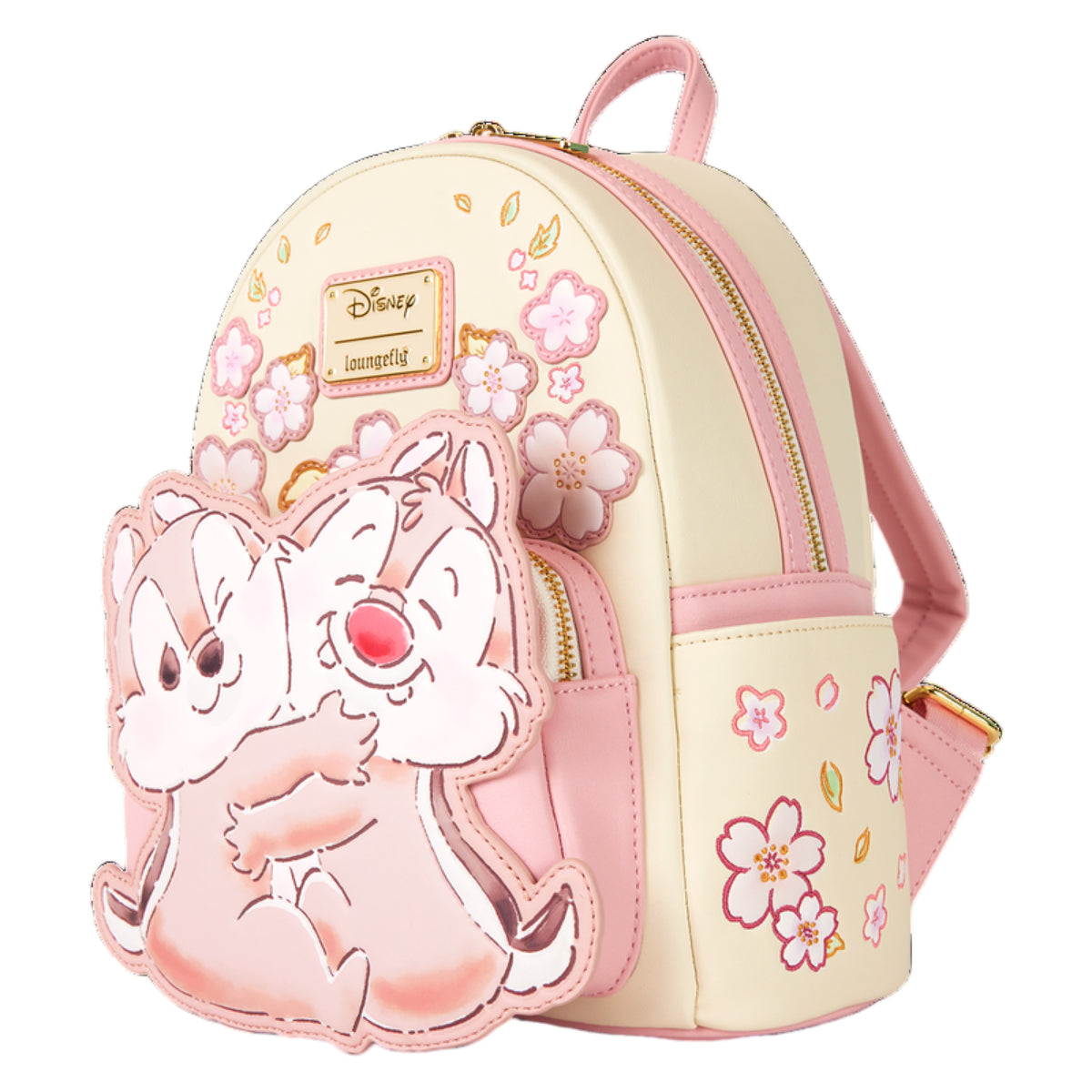 Loungefly Disney Chip 'n' Dale Cherry Blossoms Mini Backpack with Adjustable Strap - Beige/Pink