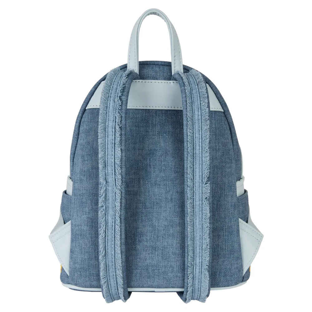 Loungefly Disney Dogs & Cats Floral Faux Denim Fringe Mini Backpack - Blue