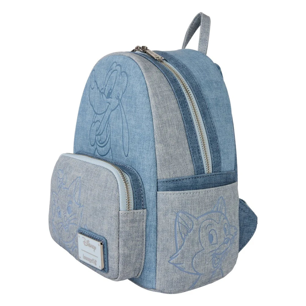 Loungefly Disney Dogs & Cats Faux Denim Mini Backpack - Blue